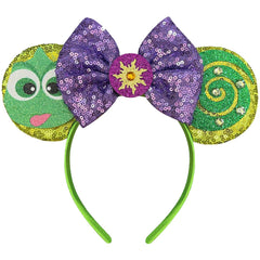 Mouse Ears Headband for Women Adult, Blue Princess Hairband with Beads Sequin Ears
