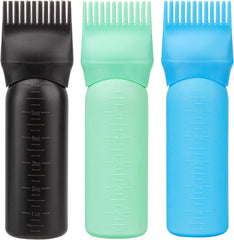 Cosywell Root Comb Applicator Bottle 6 Ounce Hair Dye Applicator Brush 3 Pack for Hair Root Comb Color with Graduated Scale(Pink White Purple)