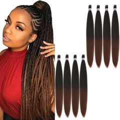 Pre Stretched Braiding Hair 22 Inch 6 Packs Professional Soft Yaki braiding Hair For Braids Hot Water Setting Synthetic Crochet Hair Extensions (T1B/30/27, 22 Inch (Pack of 6))