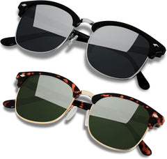 Polarized Sunglasses for Men and Women UV Protection Semi Rimless Sun Glasses Classic Half Frame