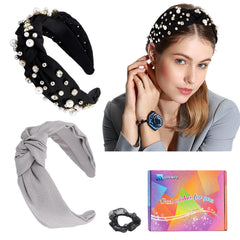 LOVNFC Womens Headbands, 6Pcs Knotted Head Bands No Slip Fashion for Girls Wide Top Knot Turban Velvet Hair Hoops