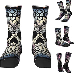 Cool Skull Crew Socks for Men Women Breathable Casual Athletic Ankle Socks Cushion Running Socks
