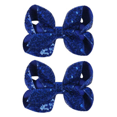 2 PCS Enchanting 5-Inch Fairy Fashion Bow Hairpin: Multicolor Option Sequins Hair Clip for Kids and Teenage Girls (Rainbow)