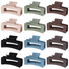 12 Pack 3.5 Inch Matte Square Hair Claw Clips for Women, Strong Hold Neutral Claws for Thick Thin Hair (Light Colors)