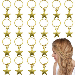 20 PACK Silver Star Hair Jewelry for Braids - Charms, Rings and Accessories for Women