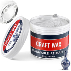 Enhon 10 Oz/ 300 ml Clear Exhibit Gel for Exhibits, Removable Adhesive Putty for Museum Collections, Reusable Transparent Wax for Antiques Glass, Ceramic Art Crafts and Action Figures(Red Blue White)