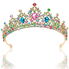 CIEHER Pink Crown Crystal Tiaras for Women Princess Crown Pink Tiara for Birthday Wedding Halloween