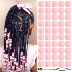 50PCS Clear Hair Beads for Braids Loc Jewelry Large Beads Dreadlock Accessories Cute Acrylic Pony Beads Hair Decoration for Girls and Women