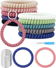 FIVEIZERO 2 Sizes10Pcs Stretchable Wrist Keychain Bracelet, Flexible Spiral Coil Key Ring Wristlet, Retractable Key Holder
