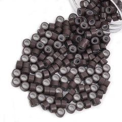 Vlasy 200Pcs Nano Ring Beads Silicone Lined Beads for Nano Ring Human Hair Extensions 5 Color Optional (Brown)