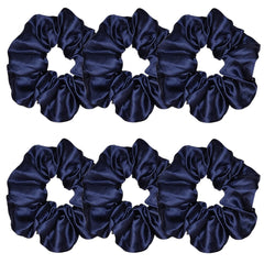 6 Pcs Satin Scrunchies - Soft Hair Ties, Ponytail Holders, Hair Bands, Hair Accessories for Women and Girls (4.3 inch, White)