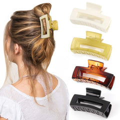 Canitor 4.1 Inche Large Hair Claw/Clips for Thick Hair, Acrylic, Banana Claw, Non-slip, Rectangular Jaw Big Gifts for Women, Girls - 4 PCS