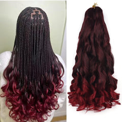 French Curly Braiding Hair 18 Inch 8 Packs Curly Braiding Hair Pre Stretched for Box Braids French Curls Crochet Braids Bouncy Loose Wavy Braiding Hair Extensions (18 Inch, 1B)