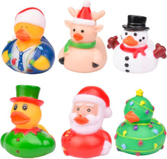 6pcs Christmas Winter Rubber Duck Car Dashboard Decoration, Unique Style Design Elk Snowman Sunglasses Necklace Ducks Cars Ornament Christmas Party Gifts Cute Car Accessories