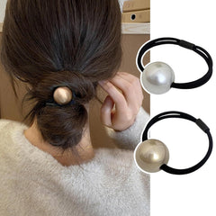 French Pearl Scrunchies - Elegant Elastic Hair Ties and Accessories for Women's Thick Hair, High Ponytails and Girls