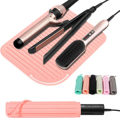 Quccefods Heat Resistant Mat Large Silicone Hot Hair Tools Holder for Curling Irons Flat Iron Hair Straightener Mat Portable Vanity Pad Accessories/Organizer