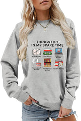 Long Sleeve Shirts for Women Things I Do in My Spare Time Crewneck Sweatshirts No Hood Readers Bookworms Tops
