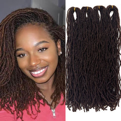 Fuax Locs Crochet Hair Super Lightweight Micro Locs 4 Pack Sister Locks Crochet Hair Synthetic braids Hair Extensions (1B, 18 Inch)