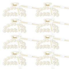 DEEKA Bridesmaid Proposal Gifts 8 Pack Pearl Bridesmaid Hair Claw Clips with Ribbon 3 Inch Hair Clips Bachelorette Party Favors Bridal Party Present Hair Accessories (Half Circle)
