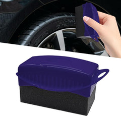 Tire Dressing Applicator, Tire Shine Applicator, Wheel Waxing Wipe Polishing Sponge with Lid, Car Accessories Reusable Wheel Detailing Foam Fit for Vehicle Waxing Polishing Cleaning (Gray)