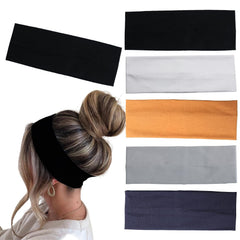 6 Pcs Black Headbands for Women Hair Cotton Headband Non-slip Stretchy Elastic Head Wrap Holder Hair Accessories