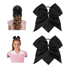 Cheer Bows for Cheerleaders Cheerleading Bows 2 Pcs 8 Inch Large White Hair Bow Scrunchies Ribbon Ties School Sports Softball Cheerleader Bows Hair Accessories Gifts for Girls Women
