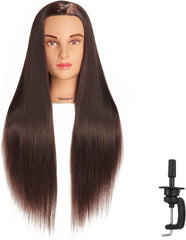 Hairingrid 26"-28" Mannequin Head Hair Styling Training Manikin Cosmetology Doll Head Synthetic Fiber Hair and Free Clamp Holder (Black)