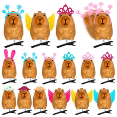 12Pcs Sprouts Rave, Cute Capybara Hair Clip for Festival Accessories Party Trinkets
