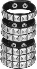 3 PCS Punk Rock Studded Bracelets Set, Spiked Studded Bracelet Cuff 80s Emo Goth Jewelry Accessories Wristband Adjustable