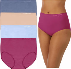 ELLEN TRACY Women’s Full Brief Panties Breathable Seamless Underwear 4-Pack Multipack (Regular & Plus Size)