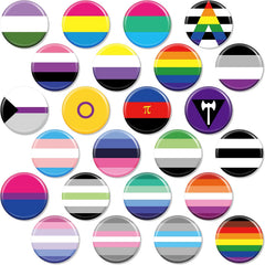 Sasylvia Rainbow Pride Pins Bulk LGBTQ Button Pin Lesbian Gay Bisexual Pride Stuff Round Buttons Badge for Men Women Clothing Bag Accessories Party, 1.57 x 1.57 Inch, 24 Styles