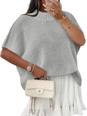 Saodimallsu Womens Oversized Sweater Tops Summer Lightweight Batwing Half Sleeve Casual Loose Knit Pullover Shirts