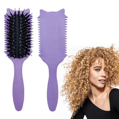 Curly hair brush defining: Curl comb for Curls Waves Coils Define Volumize Detangle Women Curls Reduce Hair Pulling Frizz Cat ears styling Green