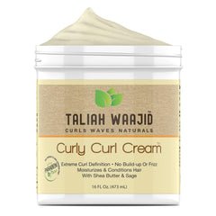 Taliah Waajid Curls Waves Natural - Curly Curl Cream | Extreme Curl Definition Hair Styling Gel | No Build-up or Frizz | 100% Paraben Free | Shea Butter & Sage - 6oz