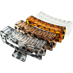 4 Pack Extra Large Hair Claw for Women, 5'' Strong Hold Bright Clamps for Thick and Long Hair, 90's Non-slip Square Jaw Clips for Curly Hair,