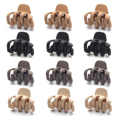 Cobahom 12 Pack Small Hair Claw Clips 1.2 Inch Matte for Thin Hair No-Slip Mini Styling Accessories for Women and Girls (Matte Black)