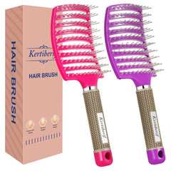 2 Pack Curved Vented Detangling Brush for Wet and Dry Hair, Paddle Styling Hair Brush for Faster Blow Drying, Detangler Brush for Women Men Curly Thick Hair