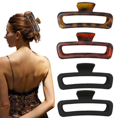 Hair Claw Clips 5 Inch Unbreakable Square Rectangle Clip Clamp Neutral Colors for Thick Curly Long Hair Women - 2 Pack