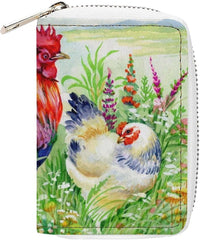 Women Leather Coin wallet, Key Change Organizer Zipper Card Holder Purse Clutch Pouch Pocket 4.5x3.15 in Print Beautiful Cacti Cactus Flowers Texture