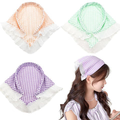 2 PACK Hair Scarf Headband for Women, Lace Hair Bandana, Non-Slip Hair Soft Head Coverings Boho Triangle Bandana Turban for Hair Styling