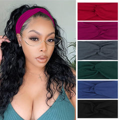 XTREND 6 Pcs Women's Headbands Twisted Cross Elastic Head Band Yoga Workout Head Non-Slip Sweat Soft Headbands Solid Color Simple Versatile Hair Accessory Hairbands
