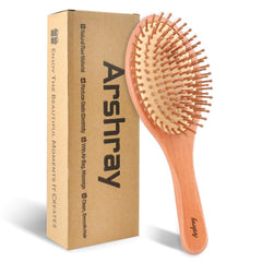 Bamboo hairbrush for combing and massaging the scalp, natural bamboo teeth, suitable for women, men, coarse, fine, wavy