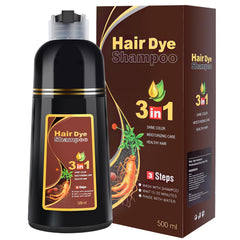 Black Hair Dye Shampoo 3 in 1 for Women/Men for Gray Coverage Instant Hair Color Shampoo Semi Permanent Champu Para Cana