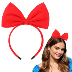 Jaciya Burgundy Bow Headbands for Women Girls Velvet Hair Bow Headband Cute Hairband Cosplay Headpiece