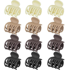 8 PCS 1.6 Inch Hair Clips for Thin Hair, Medium Size Non-slip Matte Claw Clips Women, Double Row Teeth Jaw Clips with Neutral Color (C01-8 pack)