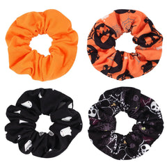Halloween Hair Scrunchies BOO Spooky Pumpkin Fall Scrunchies Skull Ghosts Bat Star Moon Candy Spider Web Skeleton Hair Ties for Women Girls Elastics Scrunchy Halloween Gifts Accessories 12 PCS