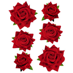 6 Pcs Rose Flower Hair Clip Rose Brooch Floral Hair Accessories for Woman Girls Flamenco Dancer Mexican Wedding Party Mother's Day Halloween Costume