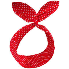 Wire Headbands for Women Knotted Bows Cute Fashion Plain Twisted Satin Ribbon Girls Hair Scarf Accessories Solid Colors - Red