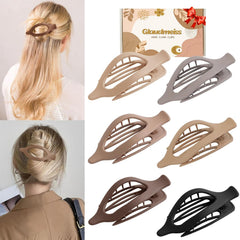 6 Packs Flat Claw Clips for Women, French Concord Flat Hair Clip, Matte Curved Hair Claws Clip for Thin Thick Hair, Lay Down Claws Clips, Durable Strong Hold Hair Clip, Gifts Hair Accessories