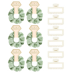 Bridesmaid Proposal Gifts, 12 PCS Bridesmaids Silk Hair Scrunchies & Pearl Hair Clips Set for Women Girls Bachelorette Party Favors Bridal Shower Favors Bridesmaids Gifts for Wedding Day